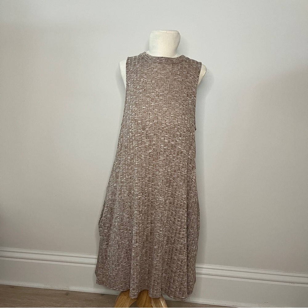BP Textured Sleeveless Tan Midi Dress
